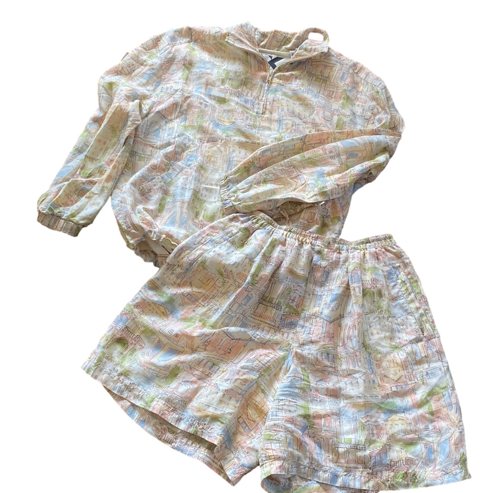 Xriss Xross vintage silk short set